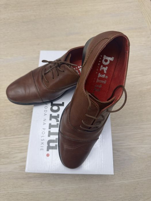Buty skórzane chłopięce Brilu, brązowe, wizytowe, komunijne, roz. 36