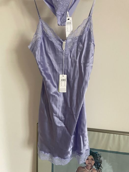 NOWA metki Koszulka do spania brazyliany S/M lawendowy niebieski halka