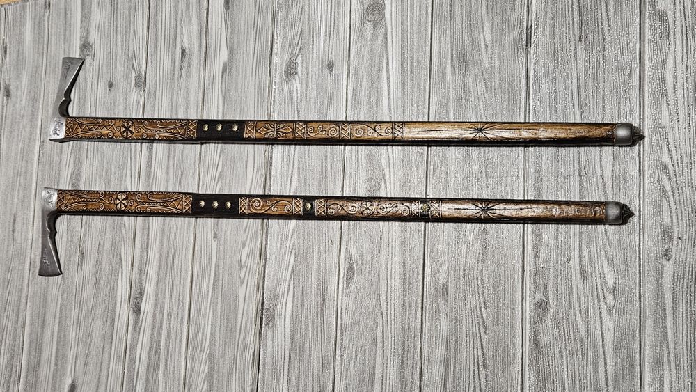 2x ciupaga góralska drewniana prawdziwa żelazny grot dzień ojca ozdoba