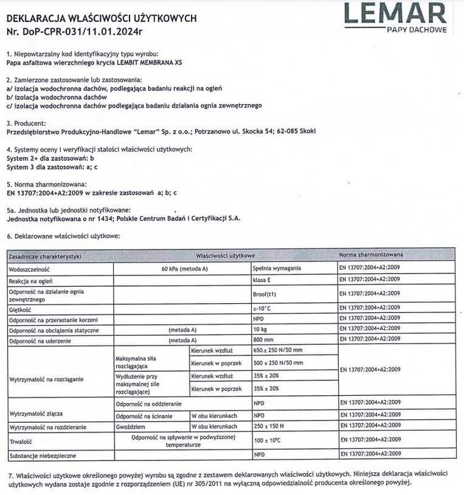 Papa na deskowanie LEMBIT Membrana XS