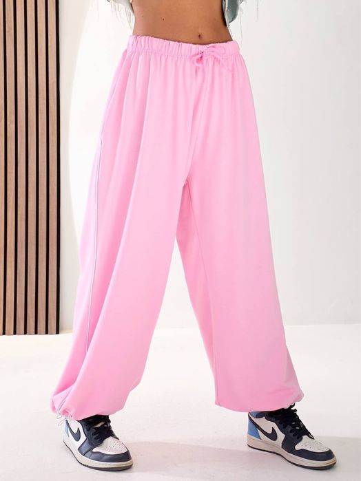 Штани оверсайз трикотажні рожеві