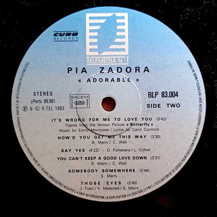 Pia Zadora LP Adorable France Curb