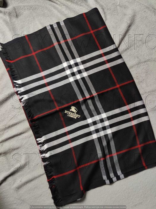 Szal Burberry czarny grubsze nowość unisex kratka