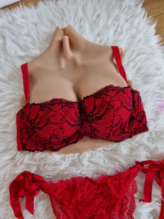 Hunkemoller komplet 85F M 38 miekki biustonosz stanik koronka figi