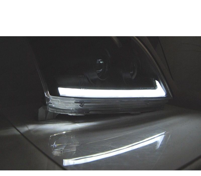 FARÓIS TUBE LIGHT TOYOTA LAND CRUISER FJ120 03-09 COM INDICADOR DINÂMICO PRETO