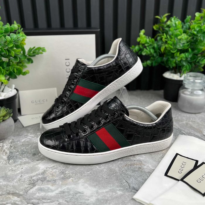 Gucci Ace Web Sneakers Crocodile Жіночі кросівки оригінал шкіра крокодила 38.5 EUR