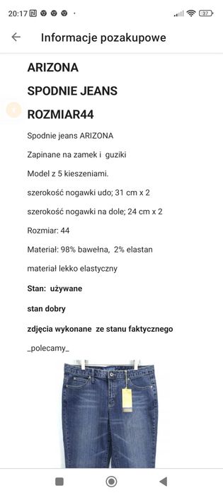 Spodnie Arizona rozm.44