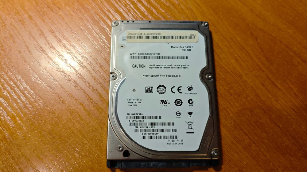 Продается жёсткий диск Seagate HDD 500Gb для ноутбука.