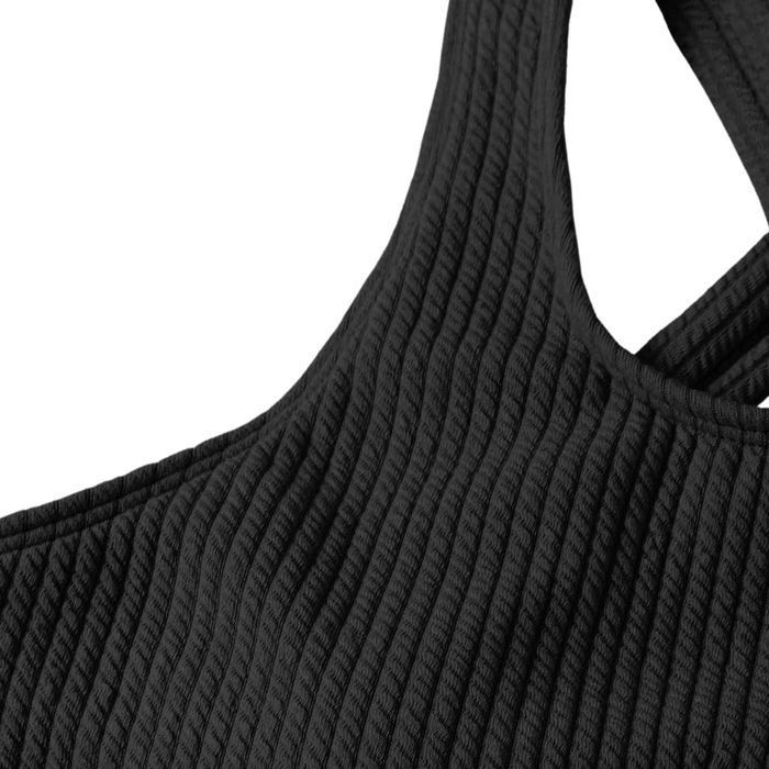 Damski Strój Kąpielowy Bikini Dwuczęściowy Wysoki Stan Czarne M