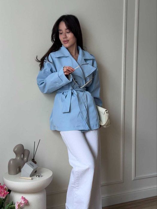 Жіночий вкорочений тренч котон на підкладці, 5 кольорів , XS-M 40-46