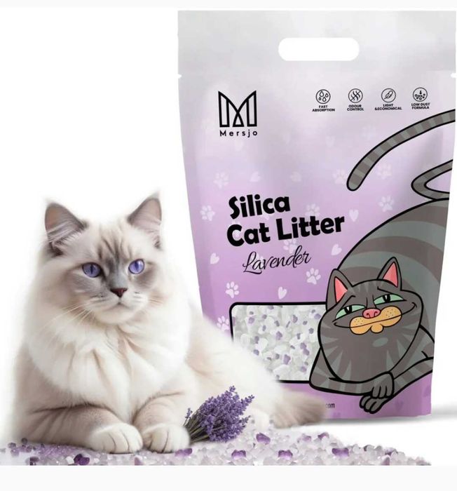 8x3,8l żwirek silikonowy lawendowy superchłonny