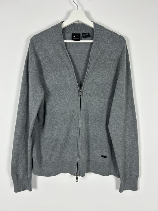 Sweter męski kardigan z zamkiem Armani Exchange M szary bawełna
