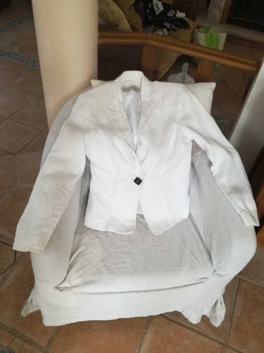 Blazer casaco linho branco Zara