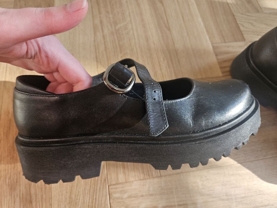 Mary Jane Czarne Skóra Naturalna Lasocki