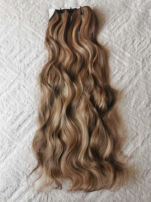 Doczepiane włosy clipin 65cm blond orzechowy brąz