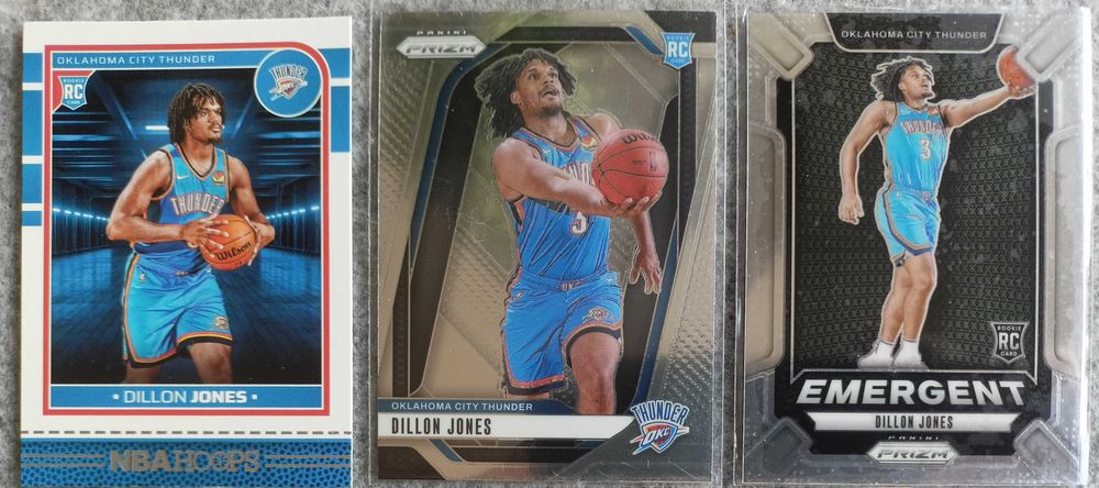 3 karty NBA Rookie 2024-25 Dillon Jones Oklahoma City Thunder Emergent