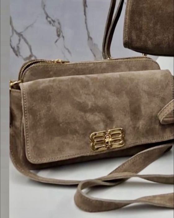 Сумка крос боді замшева руда рижа хакі зелена  Замшевая сумка