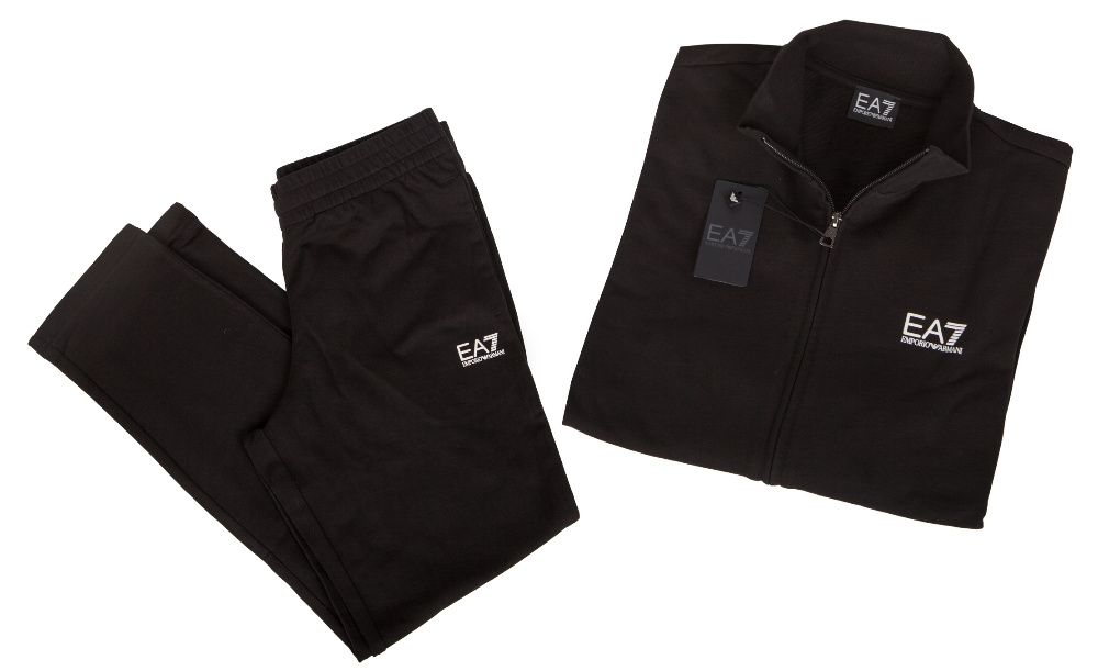 EMPORIO ARMANI EA7 markowy męski dres BLACK kompletny bluza + spodnie