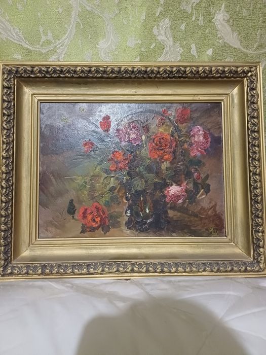 Картина маслом «Розы» холст. Шумская Т. А. (Член СХ СССР)