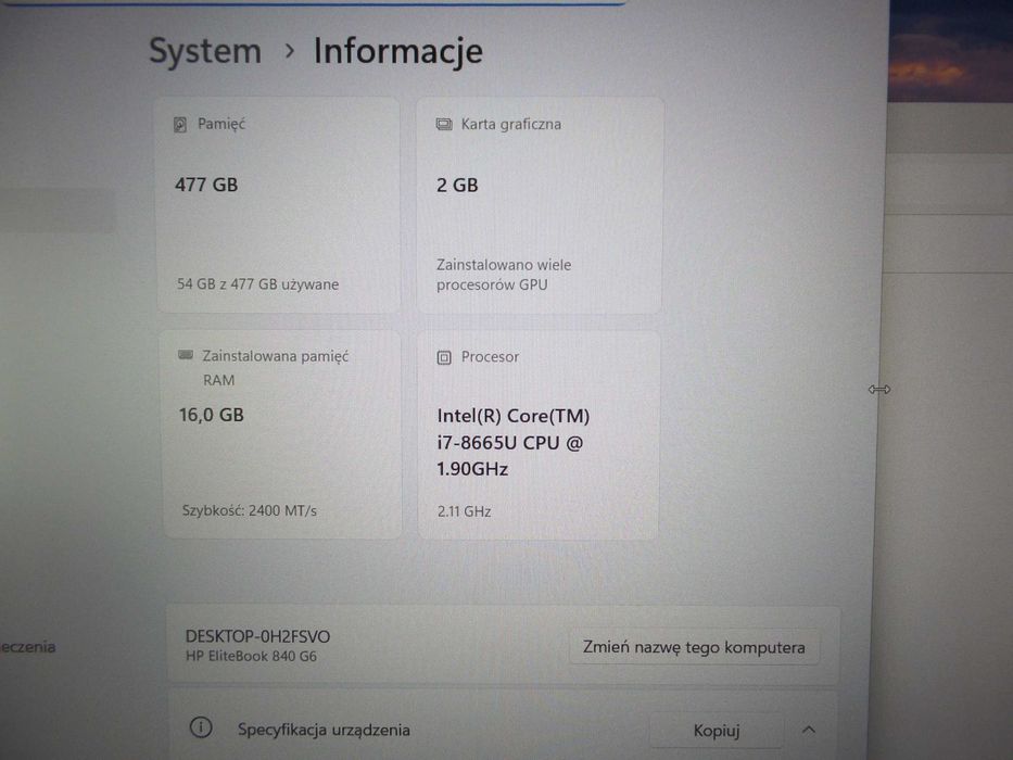 HP EliteBook 840 G6 i7 SSD 512 GB 16 GB win 11 laptop notebook