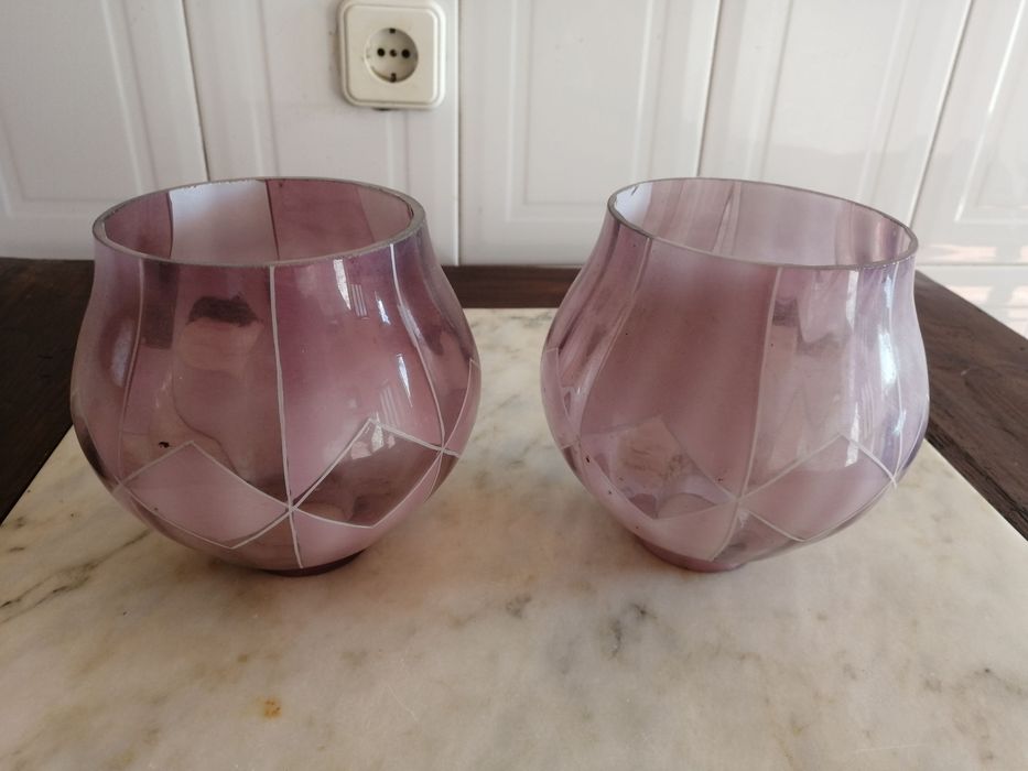 2 globos em vidro para candeeiro