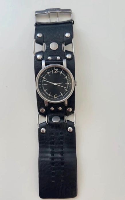 Relógio Fossil Rockstar Vintage JR1017, couro preto.