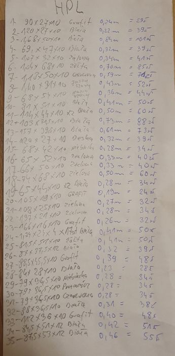 Hpl hpl płyty kolor