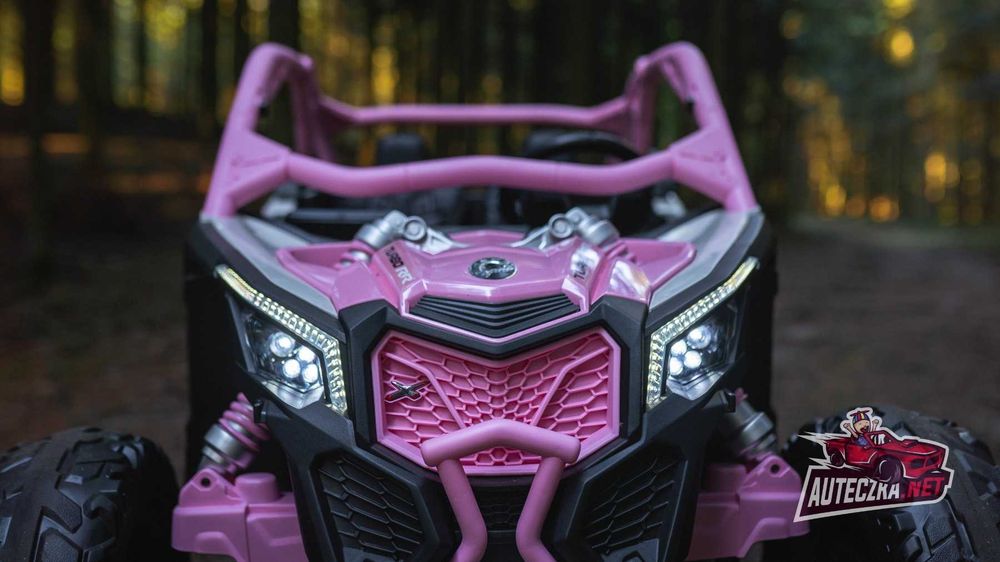 Buggy CAN-AM Maverick DELUXE + POMPOWANE KOŁA 4x200W 24V20Ah Różowy