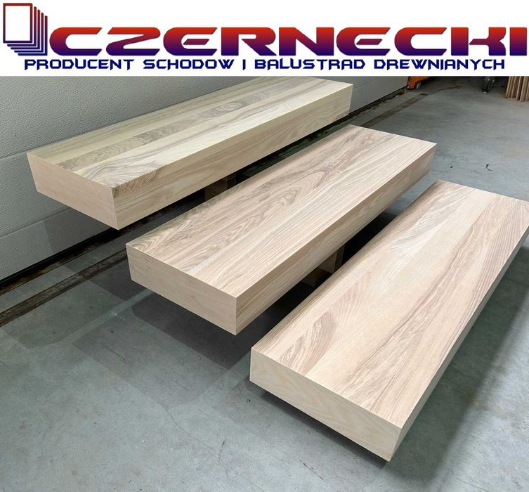 Stopnie półkowe / schody wspornikowe jesionowe