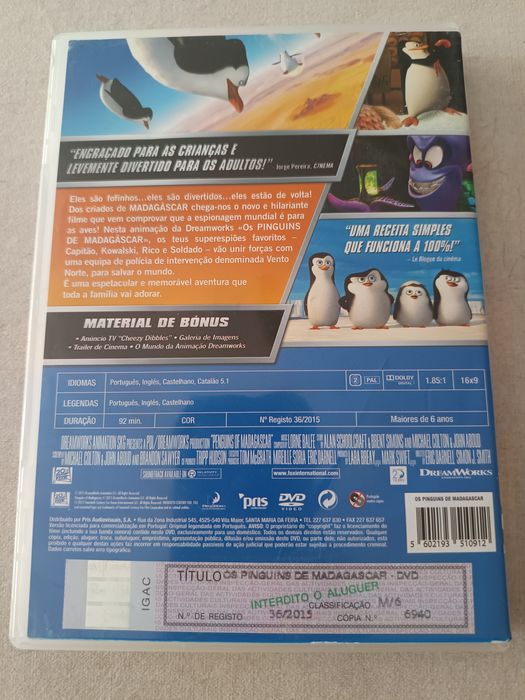 DVD os pinguins de Madagáscar