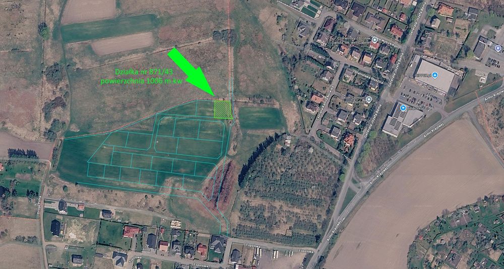Działka budowlana 1006 m.kw.  - zabudowa jednorodzinna