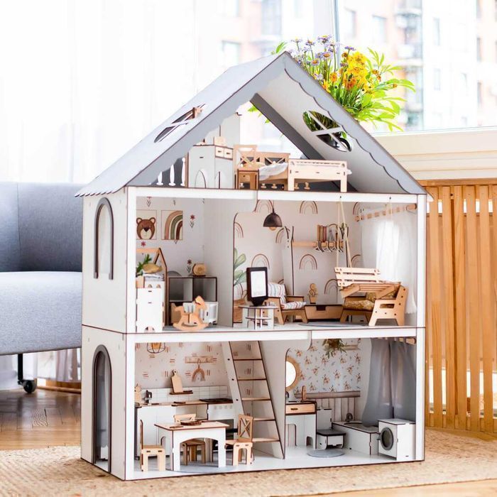 Великий метровий ляльковий будинок Барбі меблі Большой Кукольный домик