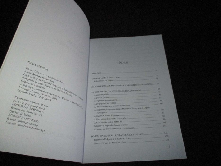 Livro Salazar A Cadeira do Poder Manuel Poirier Braz