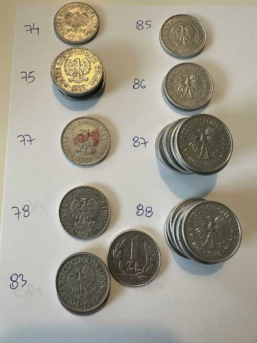 Zestaw monet z czasów PRL