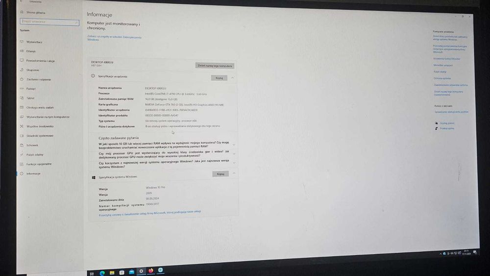 Komputer PC i7- 4790/16GB RAM/GTX 760/SSD sprawny