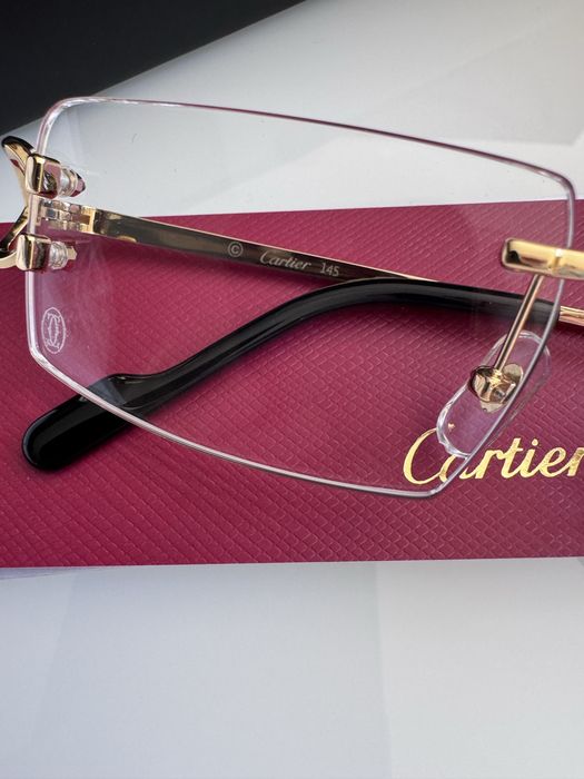 Luksusowe nowe okulary Cartier  bezramkowe