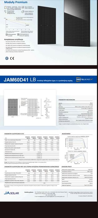 500W Panel fotowoltaiki JA SOLAR czarne full black premium branży