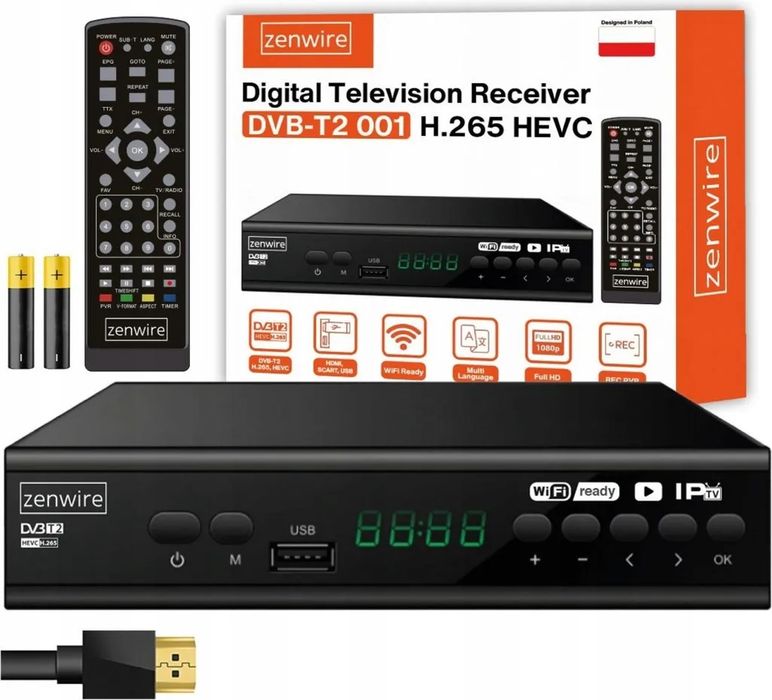 Tuner - Dekoder satelitarny - DVB-T2 HEVC H.265 Full HD - do telewizji naziemnej - USB box