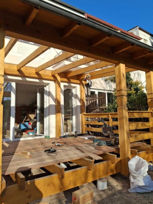 Taras drewniany zadaszony