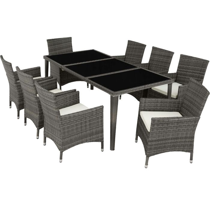 Conjunto de rattan e alumínio para jardim - cinzento