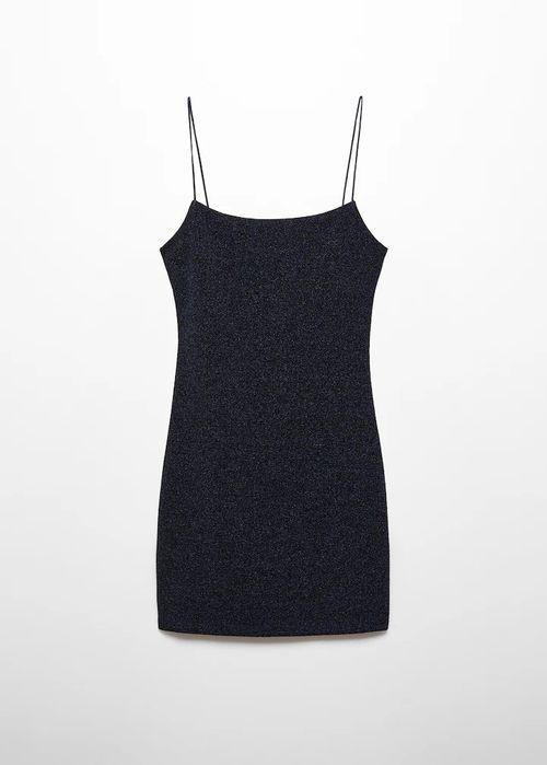 (Novo com etiqueta) Vestido preto de lurex M da Mango.