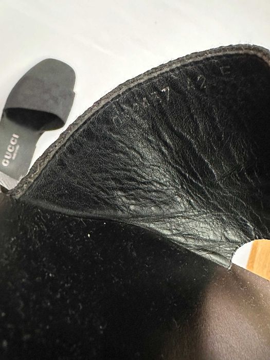 Шлепки Gucci GG Monogram Black Canvas Leather Sandals Sliders Flip Flops