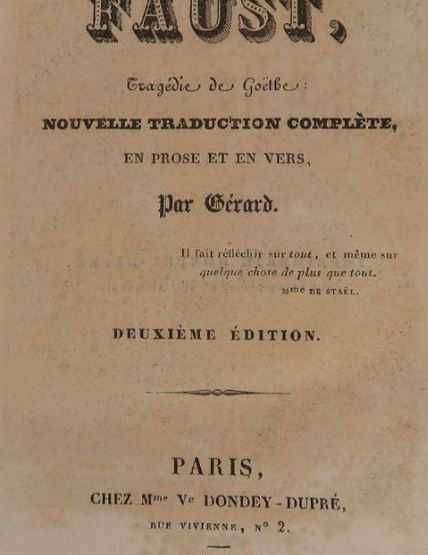 Faust, tragédia de goethe, paris 1835
