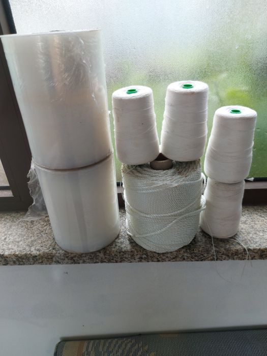 4 bobinas de fio de algodão 2 bobinas de plástico 1 bobina cordel de n