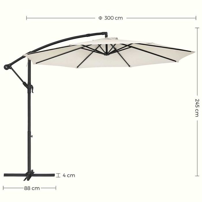 Parasol ogrodowy / składany / śr.300cm / ochrona UV / SONGMICS / W1135!