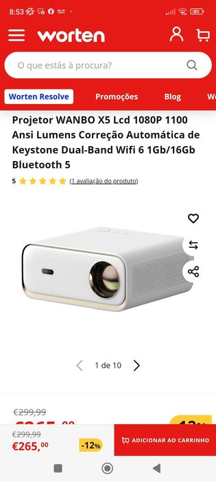 Projetor Wanbo x5 LCD 1080 P 1100 ANSI=33000 lúmens