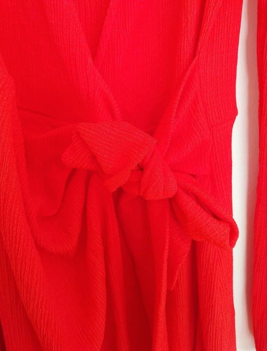 Vestido Midi Vermelho Cruzado Mango