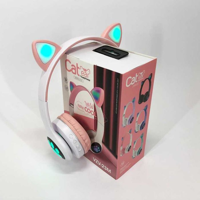 Бездротові навушники з котячими вушками та RGB підсвічуванням Cat VZV 23M