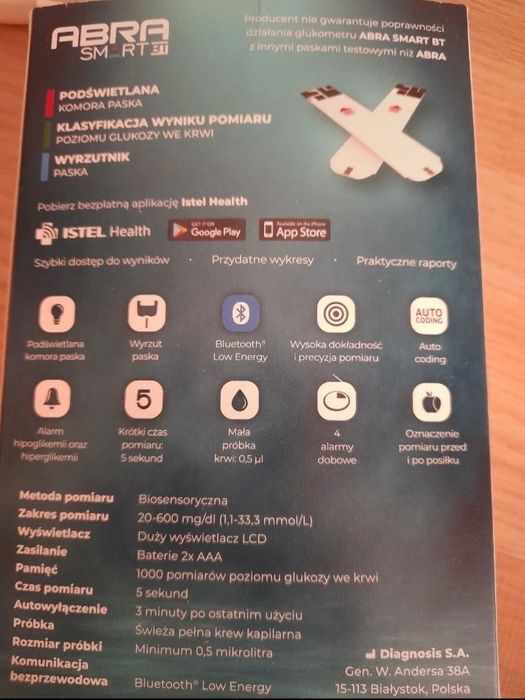 Nowy glukometr Abra smart bluetooth zestaw do pomiaru glukozy krwi