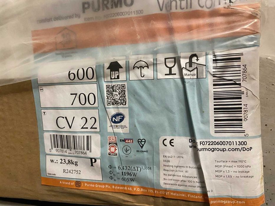 2 nowe grzejniki Purmo: Ventil Compact 600x700 oraz Banga 600x1222
